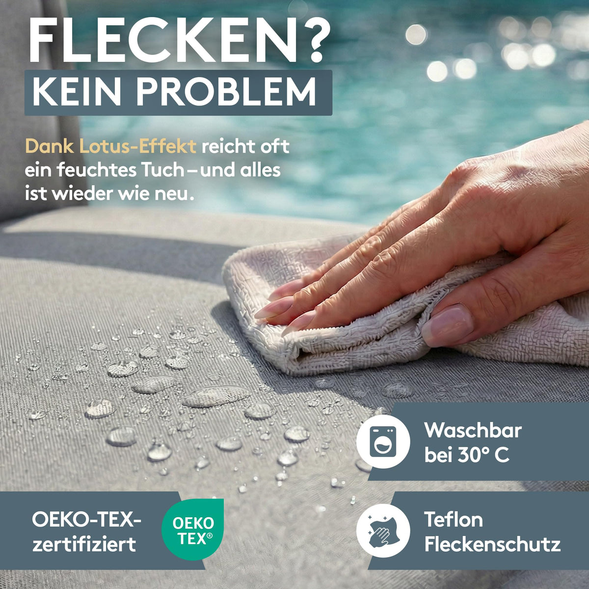 LILENO HOME Sonnenliege Auflage als [1er Set - Rollliege] in Uni Mittelgrau