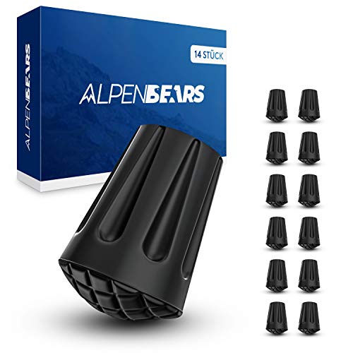 Wanderstöcke Aufsätze [14 Stück] Profi Wanderstock Aufsatz Set für alle gängigen Wanderstöcke & Nordic-Walking Stöcke - Gummipuffer Pads für Trekkingstöcke - Asphalt - Kies & Gebirge