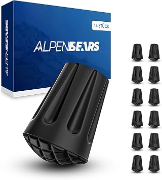 Wanderstöcke Aufsätze [14 Stück] Profi Wanderstock Aufsatz Set für alle gängigen Wanderstöcke & Nordic-Walking Stöcke - Gummipuffer Pads für Trekkingstöcke - Asphalt - Kies & Gebirge