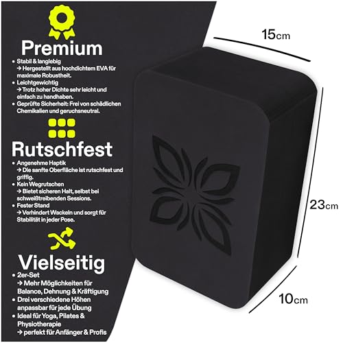 RAISE Yoga Block EVA 2er Set – Yogablock rutschfest & superleicht – Hochdichter Schaumstoff, stabil & langlebig – Yogablöcke als perfektes Zubehör für Yoga, Pilates & Fitness