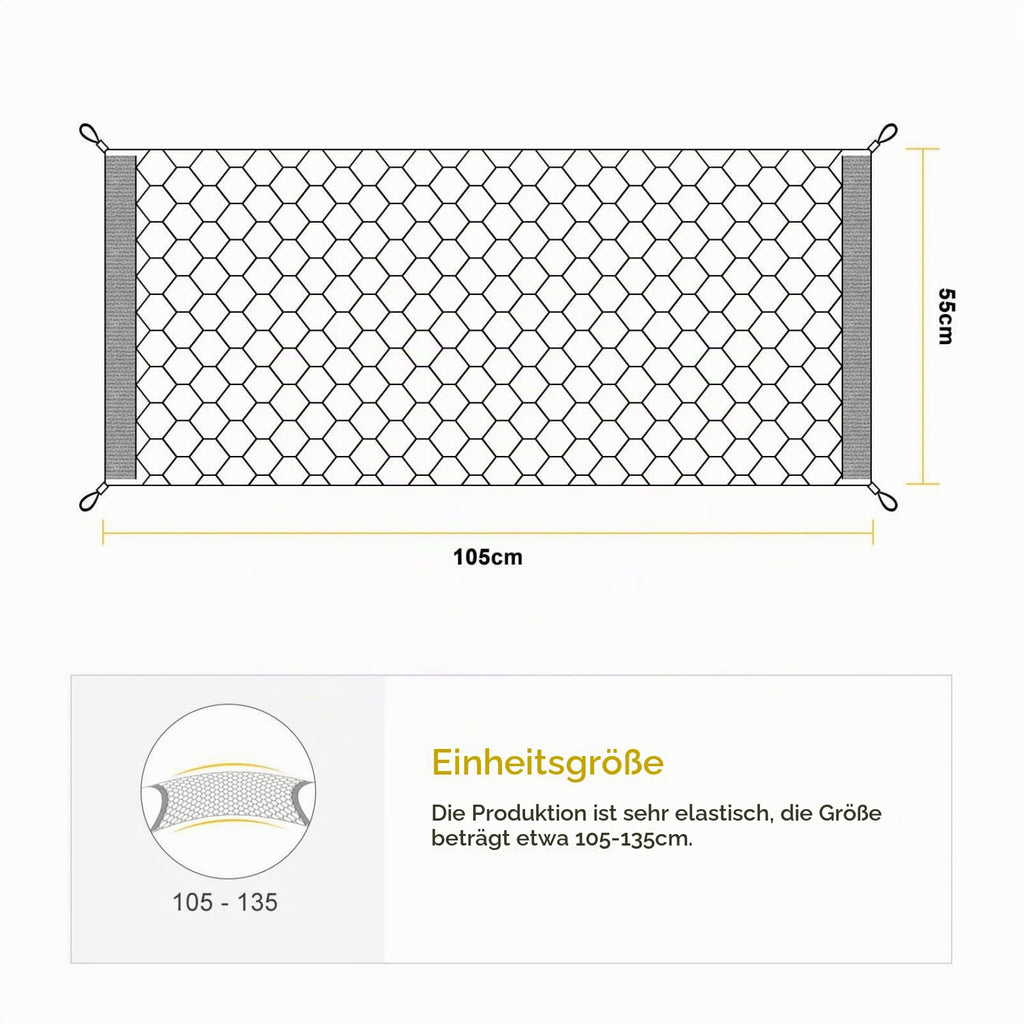 100cm x 40cm Kofferraum Netz,Auto Gepäcknetz,Lagerung Mesh,Auto-Gepäcknetz aus Nylon mit 4 Haken, Anzug für Meisten Arten von Fahrzeugen, 100 x 40 cm Elastisch Kofferraum Aufbewahrung Netz Schwarz