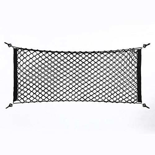 100cm x 40cm Kofferraum Netz,Auto Gepäcknetz,Lagerung Mesh,Auto-Gepäcknetz aus Nylon mit 4 Haken, Anzug für Meisten Arten von Fahrzeugen, 100 x 40 cm Elastisch Kofferraum Aufbewahrung Netz Schwarz