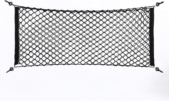 100cm x 40cm Kofferraum Netz,Auto Gepäcknetz,Lagerung Mesh,Auto-Gepäcknetz aus Nylon mit 4 Haken, Anzug für Meisten Arten von Fahrzeugen, 100 x 40 cm Elastisch Kofferraum Aufbewahrung Netz Schwarz