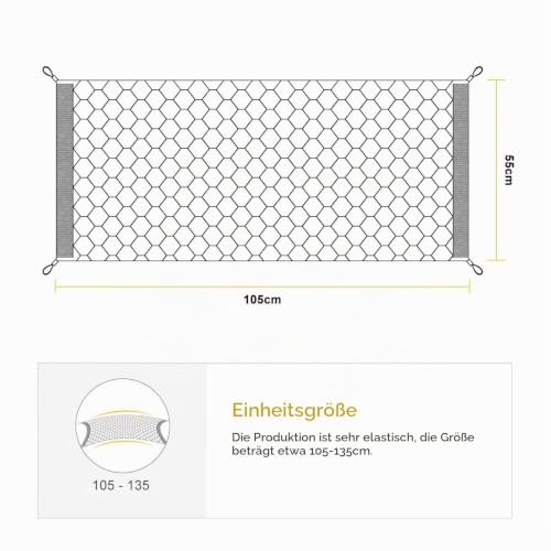 100cm x 40cm Kofferraum Netz,Auto Gepäcknetz,Lagerung Mesh,Auto-Gepäcknetz aus Nylon mit 4 Haken, Anzug für Meisten Arten von Fahrzeugen, 100 x 40 cm Elastisch Kofferraum Aufbewahrung Netz Schwarz