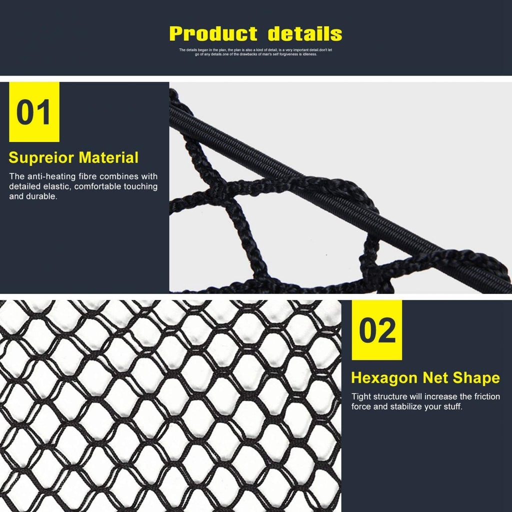 100cm x 40cm Kofferraum Netz,Auto Gepäcknetz,Lagerung Mesh,Auto-Gepäcknetz aus Nylon mit 4 Haken, Anzug für Meisten Arten von Fahrzeugen, 100 x 40 cm Elastisch Kofferraum Aufbewahrung Netz Schwarz