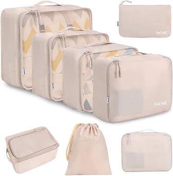 BAGAIL 8 Teilige Packwürfel, Kleidertaschen, Packing Cubes, Verpackungswürfel, Packtaschen Set für Urlaub und Reisen, Kofferorganizer Reise Würfel, Ordnungssystem für Koffer