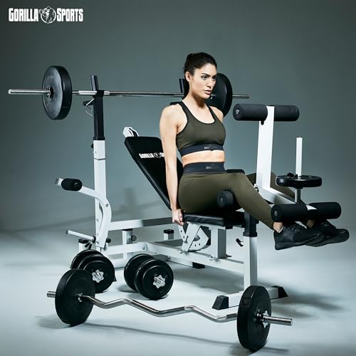 GORILLA SPORTS® Multifunktion Hantelbank, verstellbar, mit Ablage