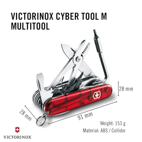 Victorinox Schweizer Taschenmesser Cyber Tool M, Swiss Army Knife, Multitool, 32 Funktionen, Klinge, Korkenzieher, Mini-Schraubendreher 1.5 mm