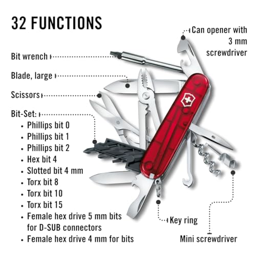Victorinox Schweizer Taschenmesser Cyber Tool M, Swiss Army Knife, Multitool, 32 Funktionen, Klinge, Korkenzieher, Mini-Schraubendreher 1.5 mm