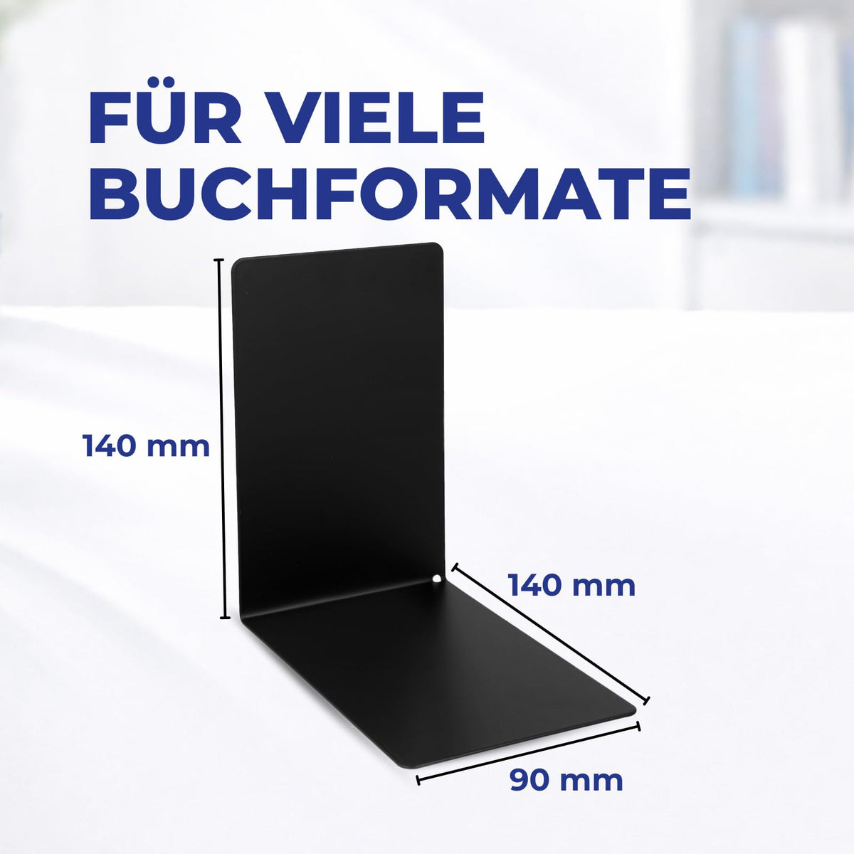 Westcott Buchstützen Schwarz (2er-Pack) | Metall 90 x 140 x 140 mm | Stabile Buchhalter für Bücher oder Ordner | Robuste Bücherständer mit 1,0 mm Materialstärke für Büro & Haushalt | E-10244 00