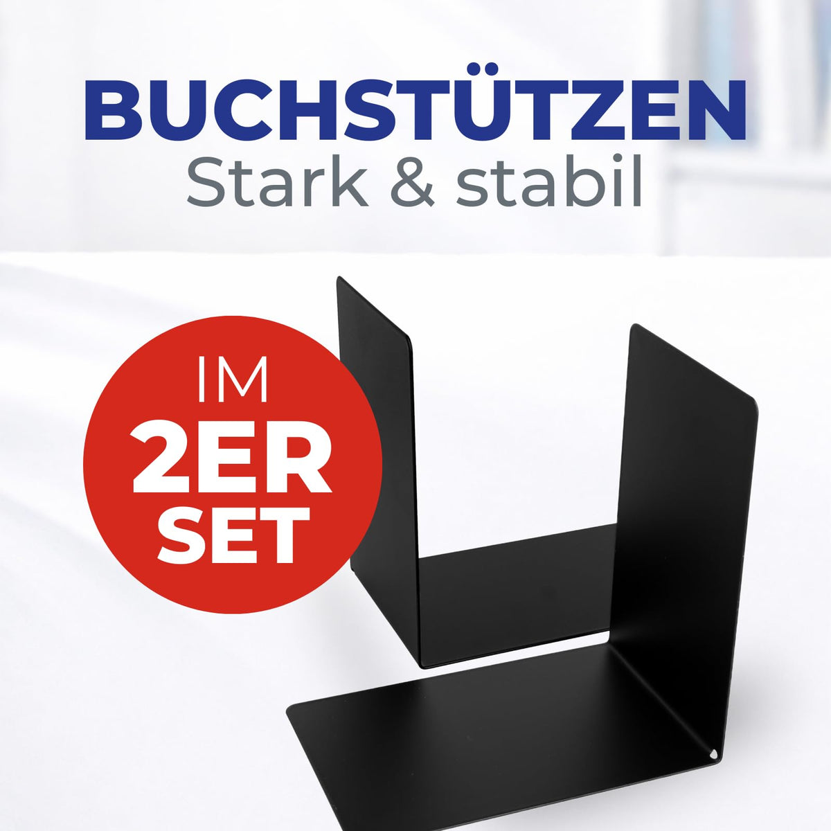 Westcott Buchstützen Schwarz (2er-Pack) | Metall 90 x 140 x 140 mm | Stabile Buchhalter für Bücher oder Ordner | Robuste Bücherständer mit 1,0 mm Materialstärke für Büro & Haushalt | E-10244 00