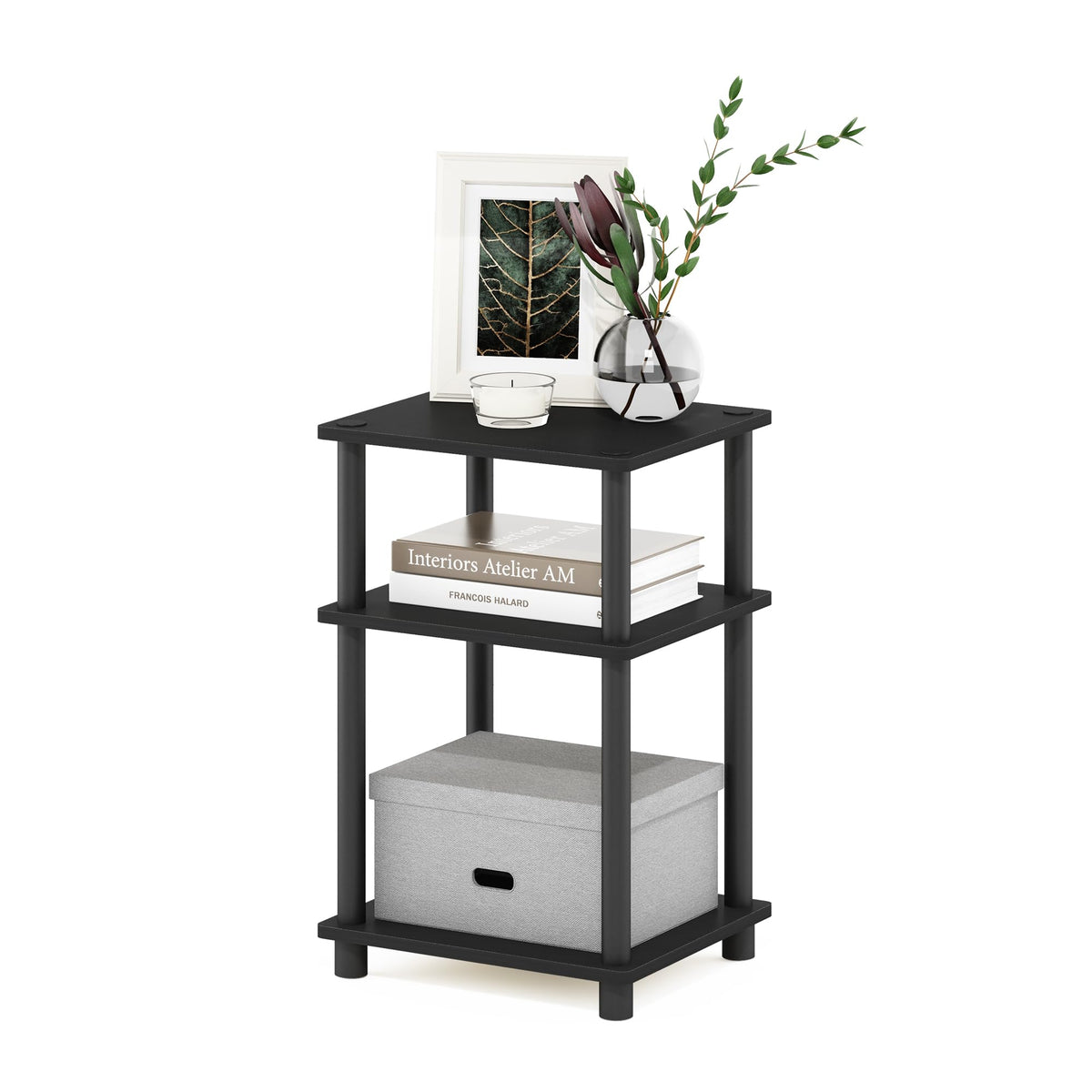 Furinno JUST 3-stufiger werkzeugloser Nachttisch, Americano