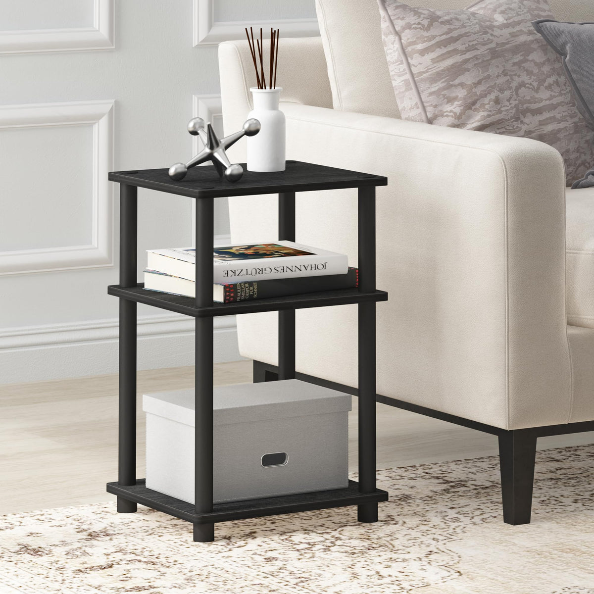 Furinno JUST 3-stufiger werkzeugloser Nachttisch, Americano