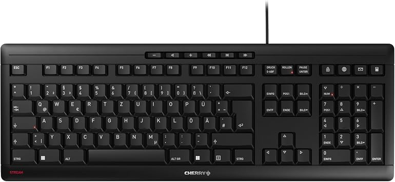 CHERRY Stream Keyboard, Kabelgebundene Tastatur, Deutsch QWERTZ, Schwarz