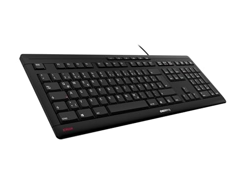 CHERRY Stream Keyboard, Kabelgebundene Tastatur, Deutsch QWERTZ, Schwarz