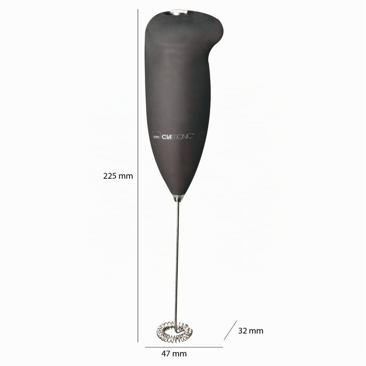 Clatronic® elektrischer Milchaufschäumer | Mixer | Milchschaum in Sekundenschnelle | Milchaufschäumer | Soft - Touch - Gehäuse | Stab | mit Edelstahl - Schaumschläger | MS 3089 schwarz
