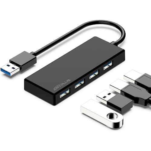 USB Hub 3.0, 4 Port USB-Hubs, tragbarer USB Splitter Mini USB Verteiler für Desktop, Laptop, Xbox, Flash Drive, HDD, Konsole, Drucker, PC, Tastaturen, HP, Dell