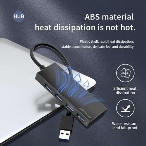 USB Hub 3.0, 4 Port USB-Hubs, tragbarer USB Splitter Mini USB Verteiler für Desktop, Laptop, Xbox, Flash Drive, HDD, Konsole, Drucker, PC, Tastaturen, HP, Dell