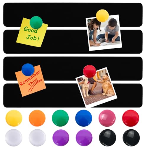 Magnettafel Magnettafeln Memotafel 30 x 5 cm Schwarz Selbstklebend Magnetleisten Magnetboard mit 12 Farben Magnete für Büro Fotowand