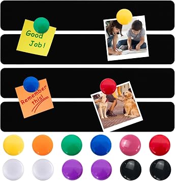 Magnettafel Magnettafeln Memotafel 30 x 5 cm Schwarz Selbstklebend Magnetleisten Magnetboard mit 12 Farben Magnete für Büro Fotowand