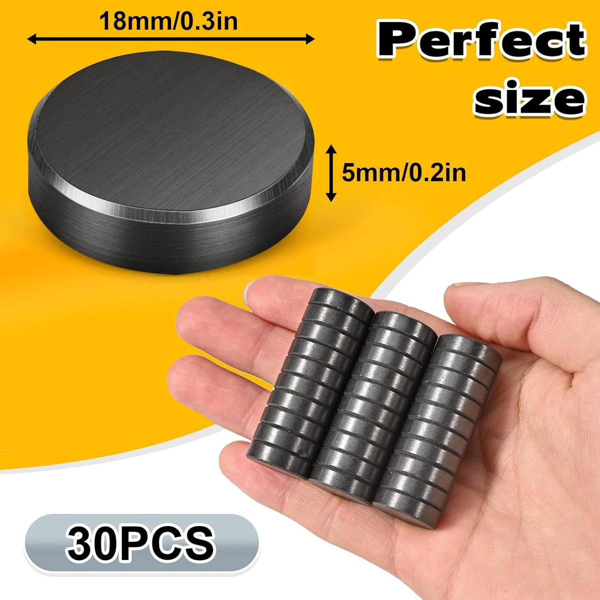 30 Stück Magnete für Magnettafel, 18 x 5mm Ferrit Magnete Stark Schwarz Kühlschrankmagnete, Magneten Rund für Whiteboard, Pinnwand, Tafelmagnete, Kühlschrank