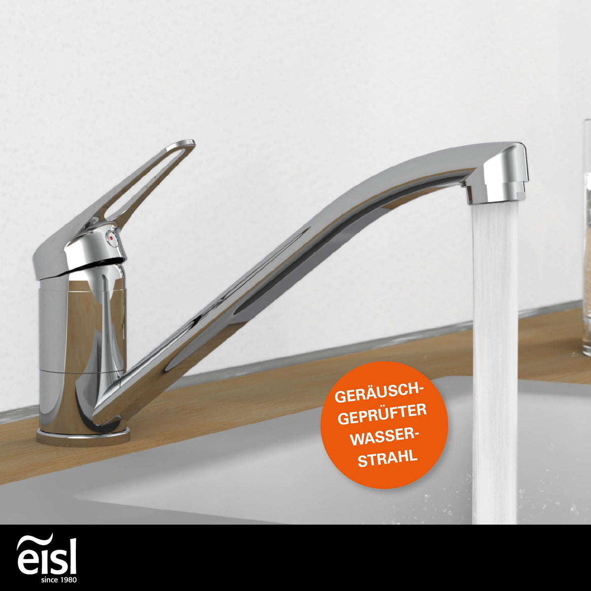 EISL Spültischarmatur SPEED, 360° schwenkbarer Wasserhahn Küche, ideale Küchenarmatur für Doppelspülbecken, Einhebelmischer Chrom, NI182SCR