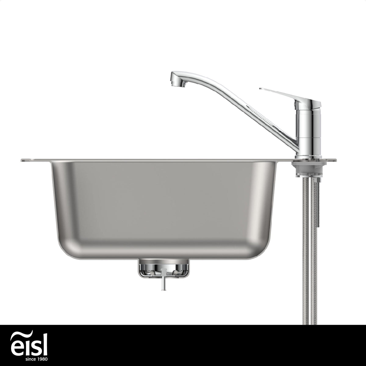 EISL Spültischarmatur SPEED, 360° schwenkbarer Wasserhahn Küche, ideale Küchenarmatur für Doppelspülbecken, Einhebelmischer Chrom, NI182SCR
