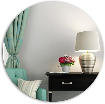 Ramix Rund Spiegel, Rahmenloser, Spiegelfliese, Wandspiegel, Badspiegel, Zimmer, Größe: 60 cm Durchmesser