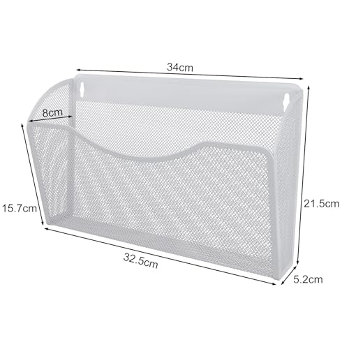 EasyPAG Metall Querformat A4 Zeitschriftenhalter Wand Zeitschriften Wandhalter Aktenablage Dokumentenhalter Hängend Magazin Organizer,Weiß