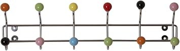 Delux Wandgarderobe mit 12 Haken, Chromoptik, bunte Keramikkugeln