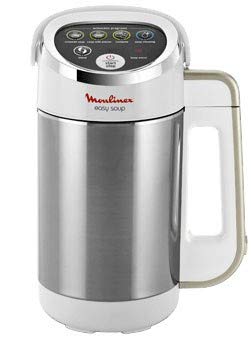 Moulinex Standmixer, 1000 W, Kapazität 1,2 l, 5 automatische Programme, doppelwandig, Suppe, Samt, Kompott, Smoothie, Warmhaltefunktion, Easy Soup Silver LM841110