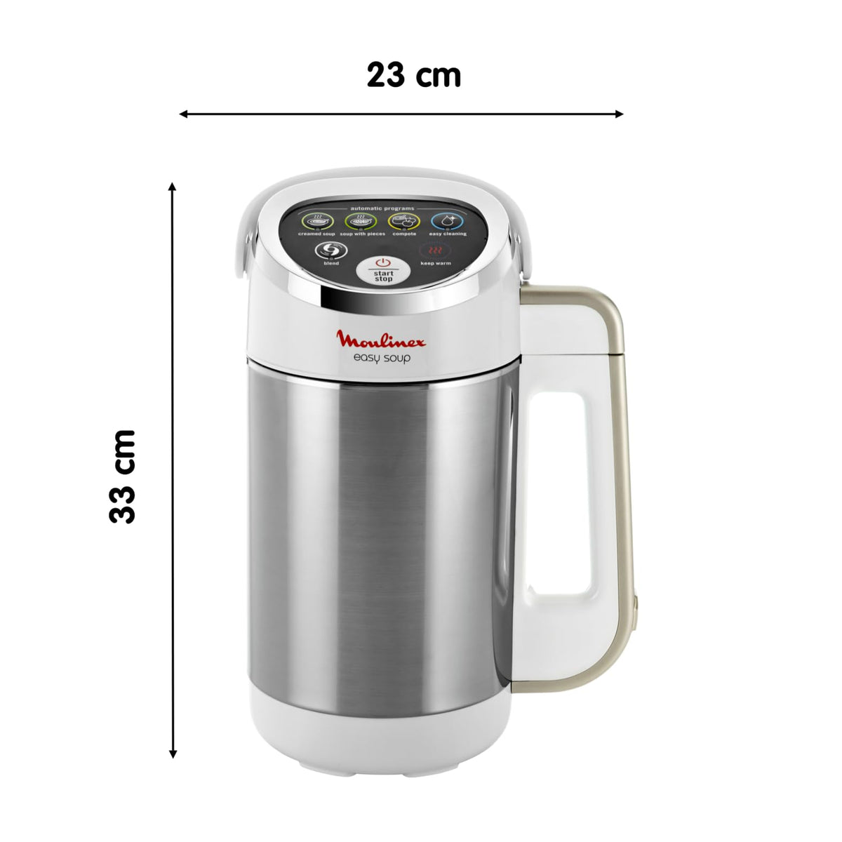 Moulinex Standmixer, 1000 W, Kapazität 1,2 l, 5 automatische Programme, doppelwandig, Suppe, Samt, Kompott, Smoothie, Warmhaltefunktion, Easy Soup Silver LM841110