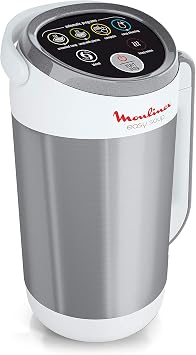 Moulinex Standmixer, 1000 W, Kapazität 1,2 l, 5 automatische Programme, doppelwandig, Suppe, Samt, Kompott, Smoothie, Warmhaltefunktion, Easy Soup Silver LM841110