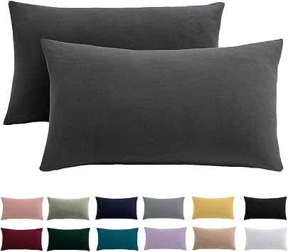 Beqnat Kissenbezug 40 x 80 2er Set, Kopfkissenbezug Anthrazit
