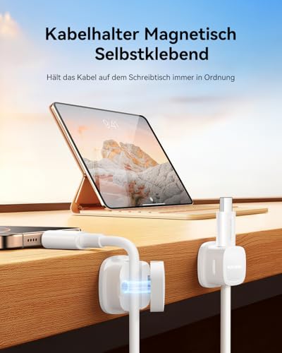 Rocoren Kabelhalter Selbstklebend Kabelmanagement Kabelclips 6 Stück, Weiß