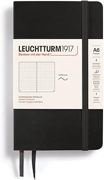 LEUCHTTURM1917 311346 Notizbuch Pocket (A6), Softcover, 123 nummerierte Seiten, dotted, Schwarz
