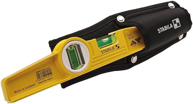 STABILA Magnet-Wasserwaage Type 81 SM Torpedo mit Tasche, 25 cm, Alu-Gussprofil, starkes Seltenerd-Magnetsystem, 1 Horizontal-Libelle, 1 Vertikal-Libelle, Made in Germany, Gelb
