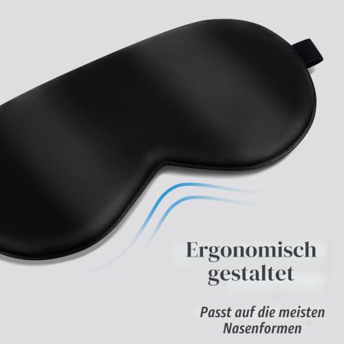LULUSILK Seide Schlafmaske für Damen & Herren, Atmungsaktiv, Tiefschwarz