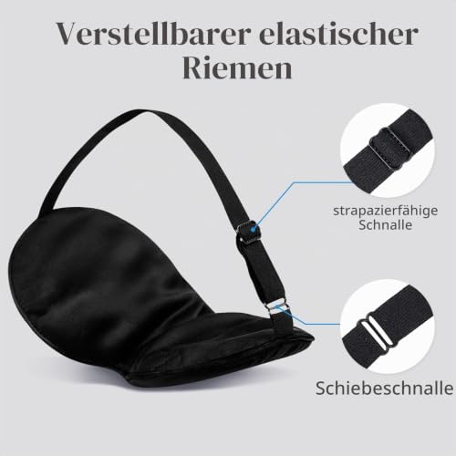LULUSILK Seide Schlafmaske für Damen & Herren, Atmungsaktiv, Tiefschwarz