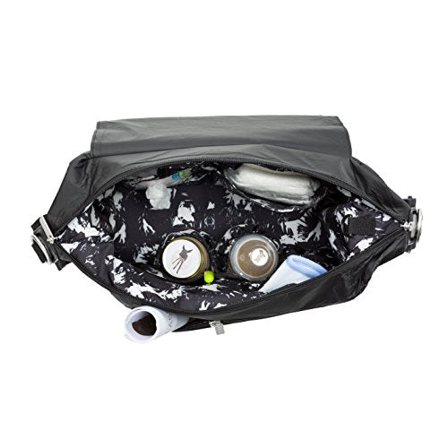 LÄSSIG Baby Wickeltasche Stylische nachhaltig Umhängetasche inkl. Zubehör / Messenger Bag Tyvek, schwarz