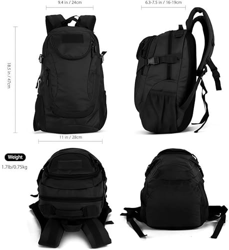 VINBAGGE Rucksack Molle Taktische Motorrad Wanderrucksack Outdoor Wasserdicht Trekkingrucksack 25L Campus Jagdrucksack Schulrucksack Jungen Daypack für Herren Damen Schwarz