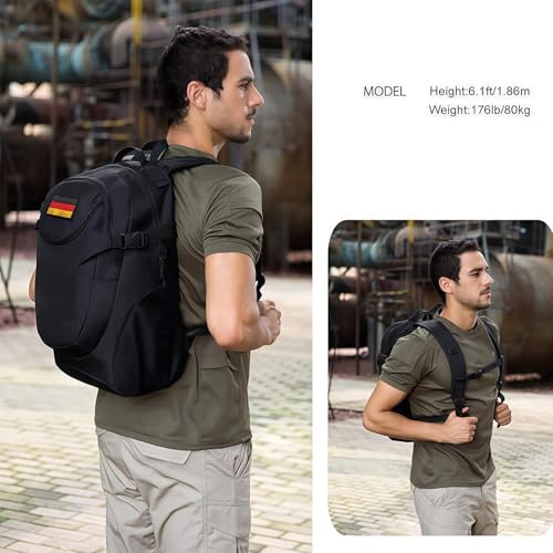 VINBAGGE Rucksack Molle Taktische Motorrad Wanderrucksack Outdoor Wasserdicht Trekkingrucksack 25L Campus Jagdrucksack Schulrucksack Jungen Daypack für Herren Damen Schwarz
