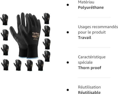 12 Paar PU schwarz beschichtet Nylon Arbeitshandschuhe. Garten-, Builders, Mechaniker