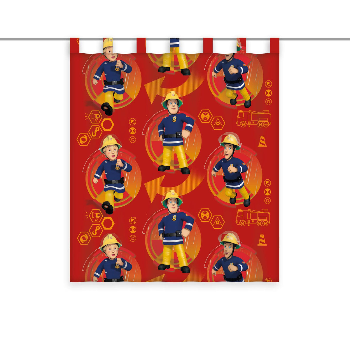 Herding Vorhang, Feuerwehrmann Sam, Polyester, Mehrfarbig/Transparent, 140 x 160 cm