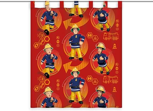 Herding Vorhang, Feuerwehrmann Sam, Polyester, Mehrfarbig/Transparent, 140 x 160 cm
