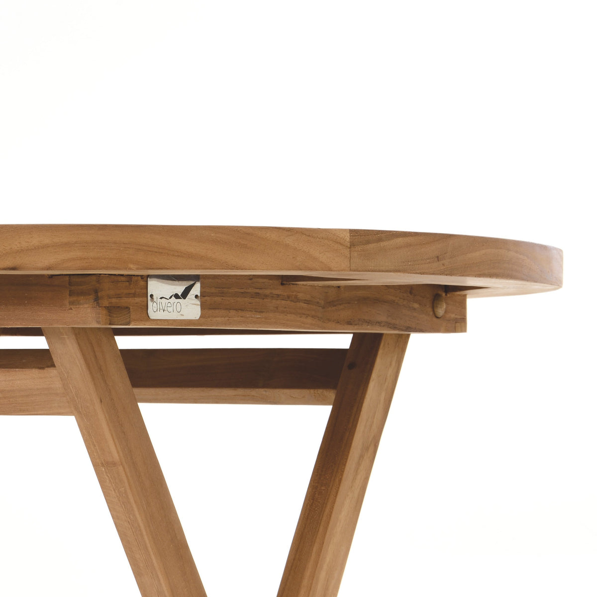 Divero runder Gartentisch ALASSIO aus Teak Holz - Farbe: Natur-Braun