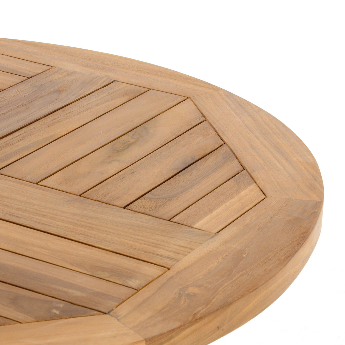 Divero runder Gartentisch ALASSIO aus Teak Holz - Farbe: Natur-Braun
