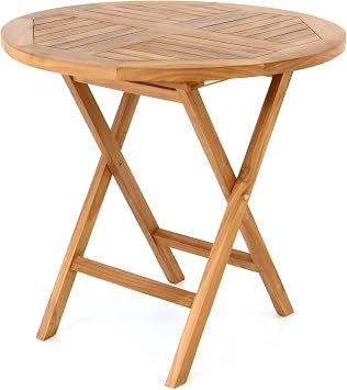 Divero runder Gartentisch ALASSIO aus Teak Holz - Farbe: Natur-Braun
