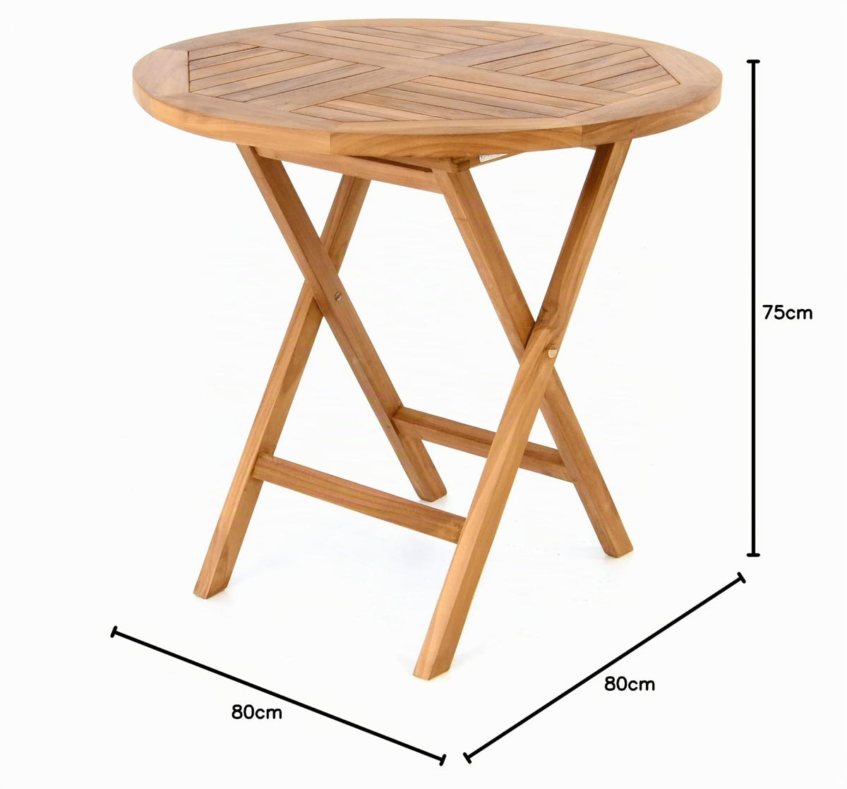 Divero runder Gartentisch ALASSIO aus Teak Holz - Farbe: Natur-Braun