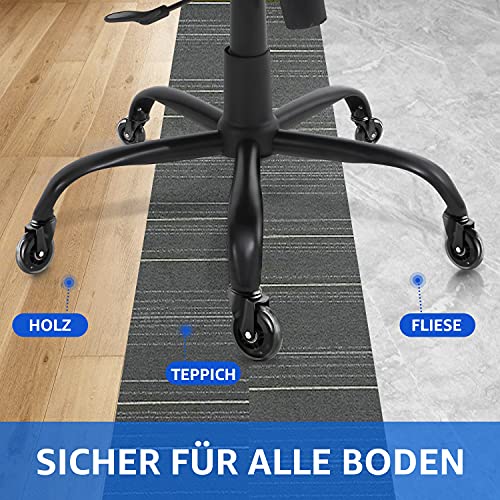 Mastery Mart Bürostuhl Rollen 5er Set, Hartbodenrollen 11mm x 22mm Bürostuhlrollen Ersetzen Bodenschutzmatten – Passend für 98% aller Stuhlrollen (Nicht für 1KEA, Matt-schwarz)